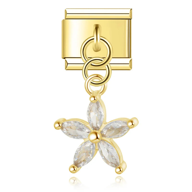 Charm colgante flor con cristales