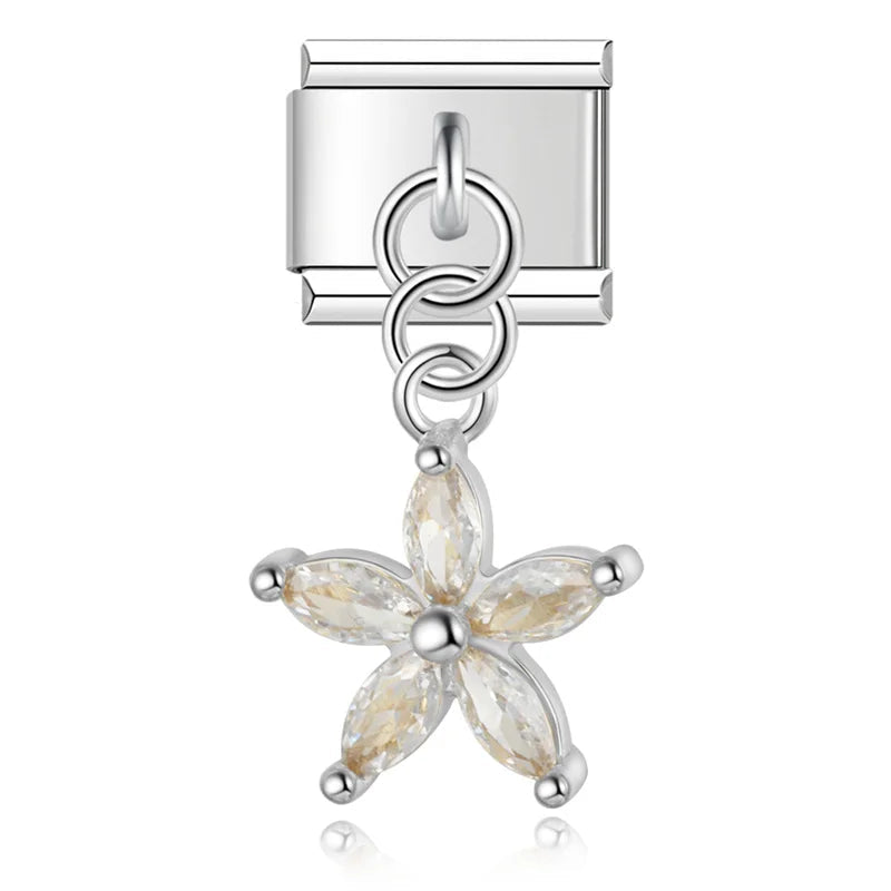 Charm colgante flor con cristales