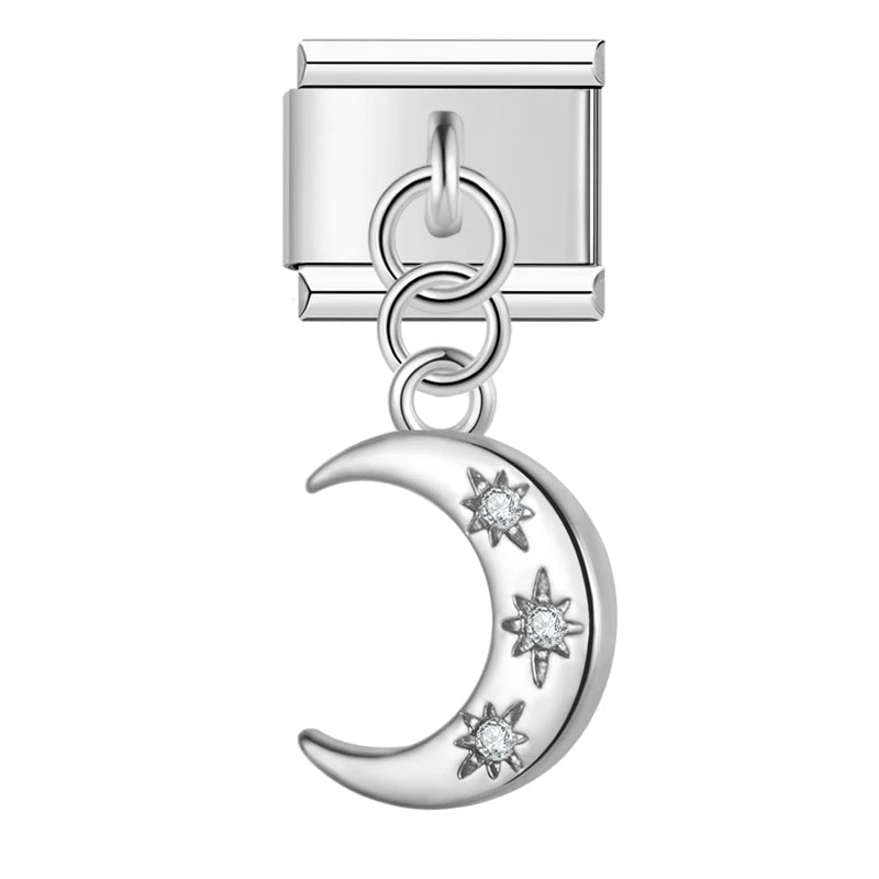 Charm colgante luna con destellos