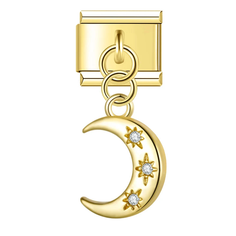 Charm colgante luna con destellos