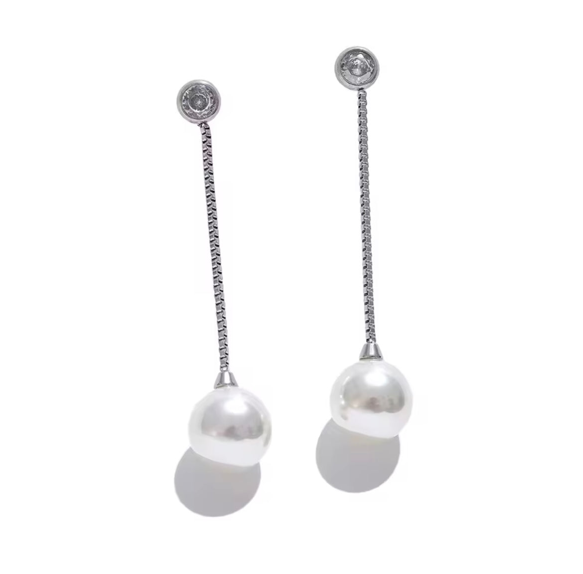 Aretes con perla colgante