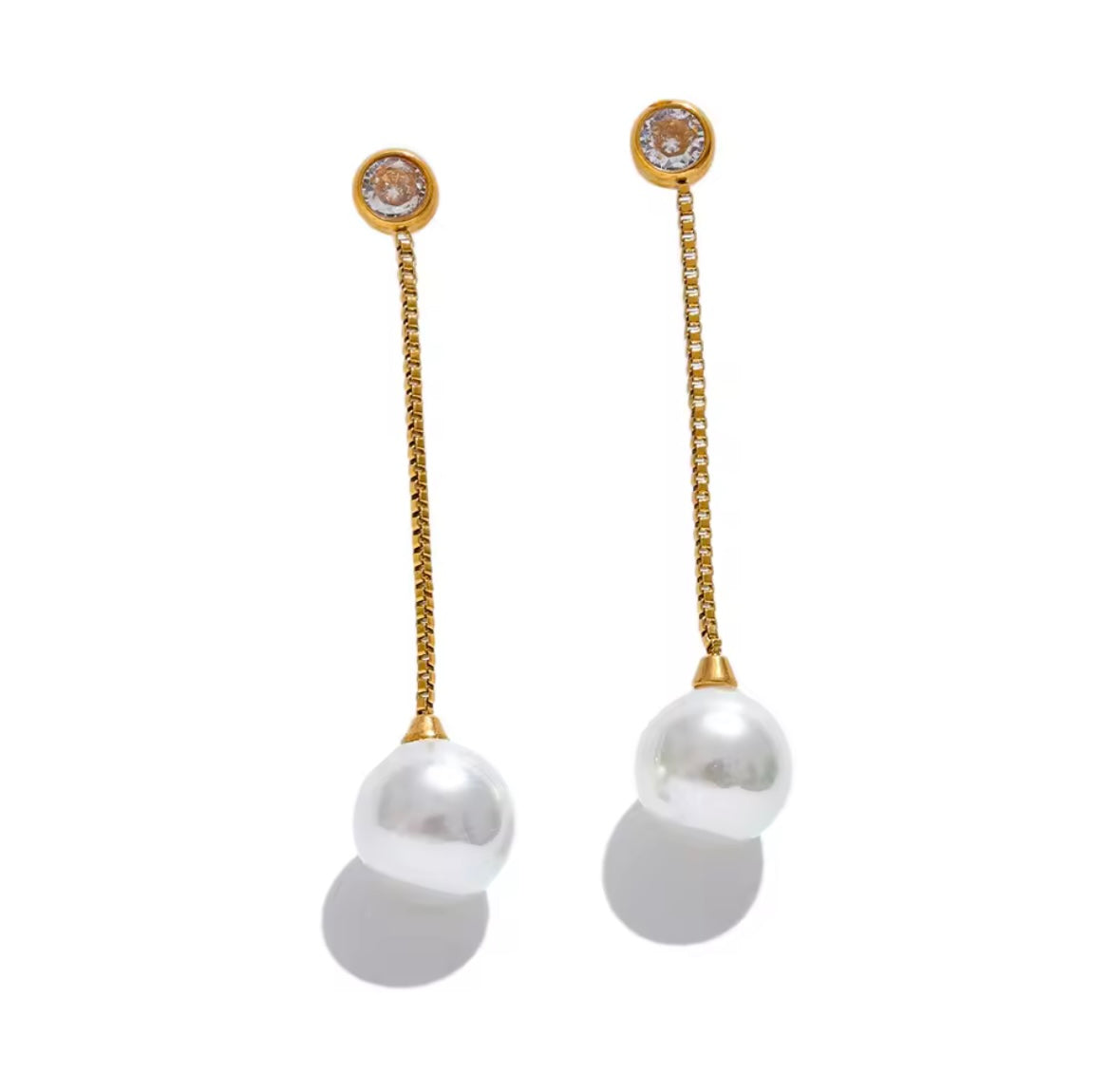 Aretes con perla colgante